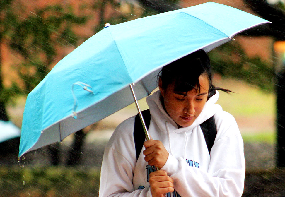 UNC Student in Campus Storm Weather