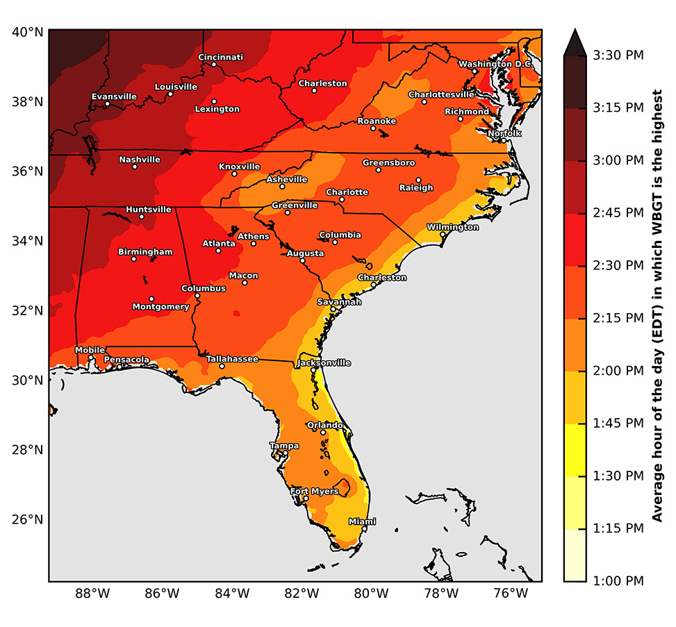 map showing spring precipitation in the Carolinas (using radar enhanced data)