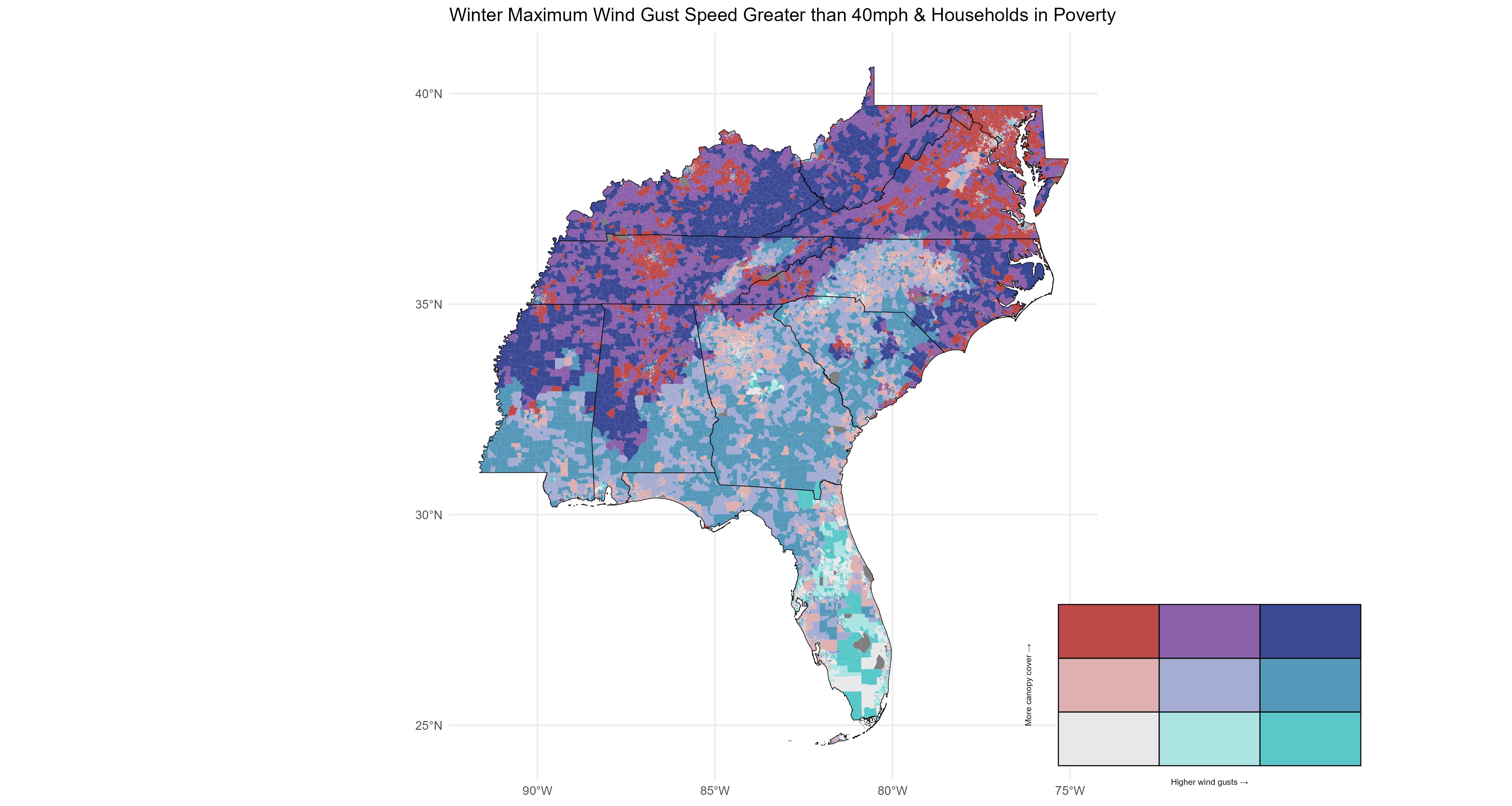 bivariate max wind vulnerability map