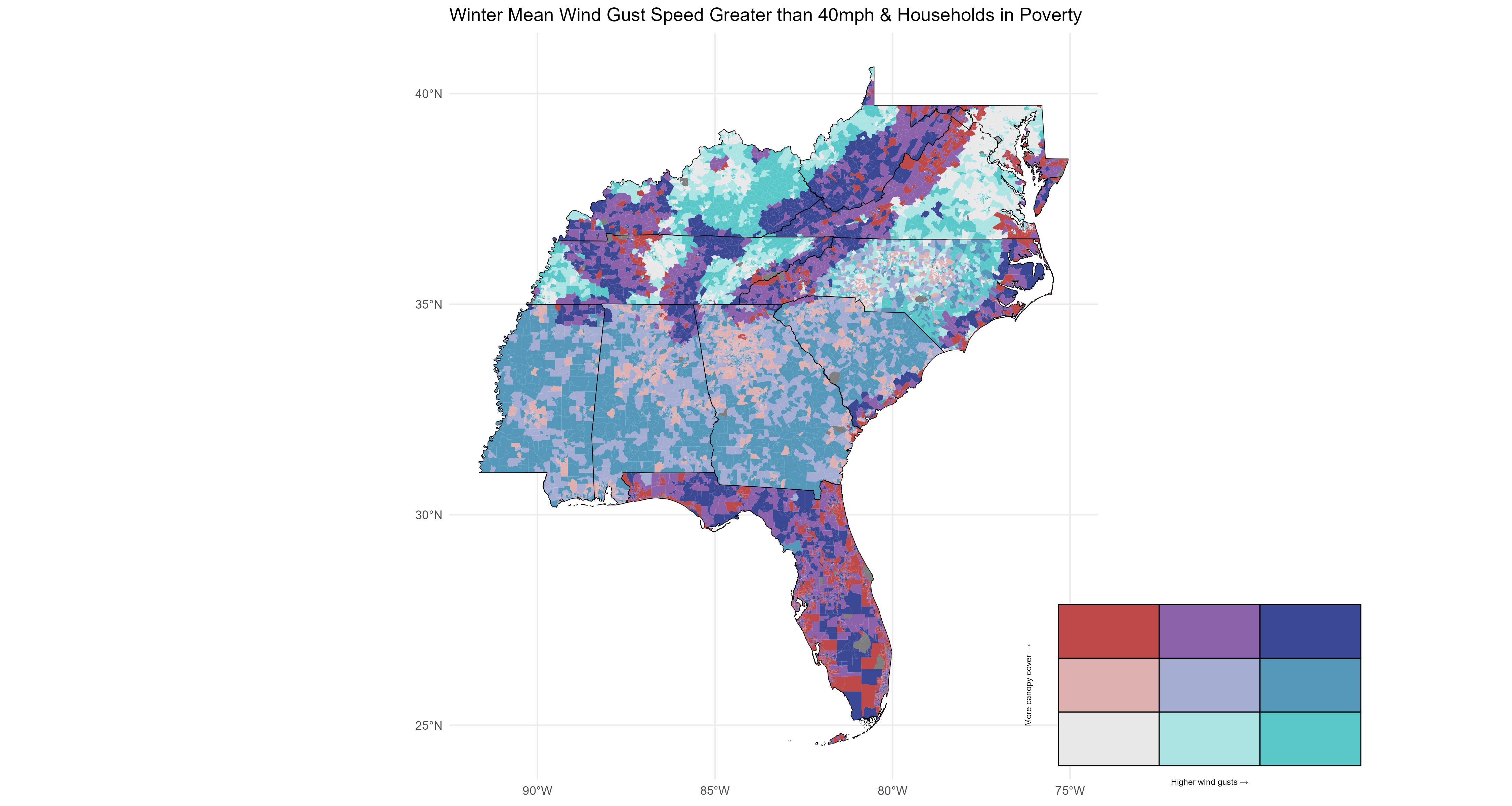 bivariate mean wind vulnerability map