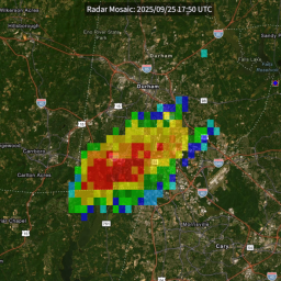 Map showing radar composite of a storm that passed Durham on September 25th.