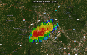 Map showing radar composite of a storm that passed Durham on September 25th.