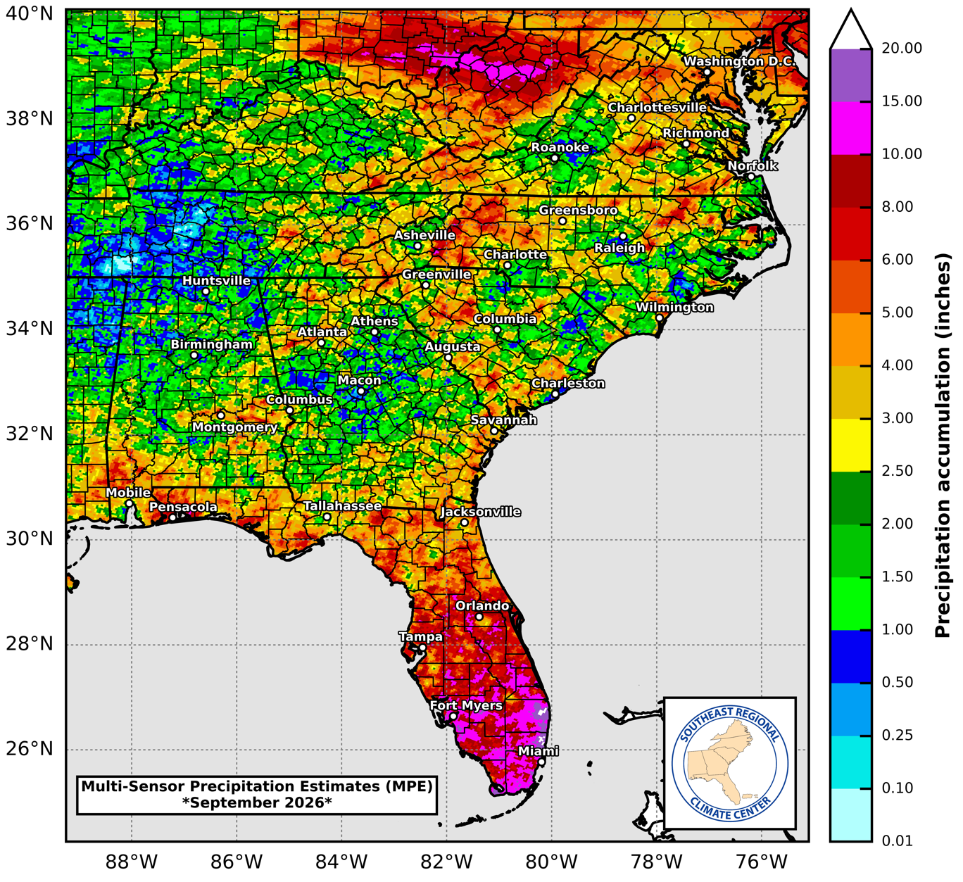 Southeast MPE Map Southeast MPE Map